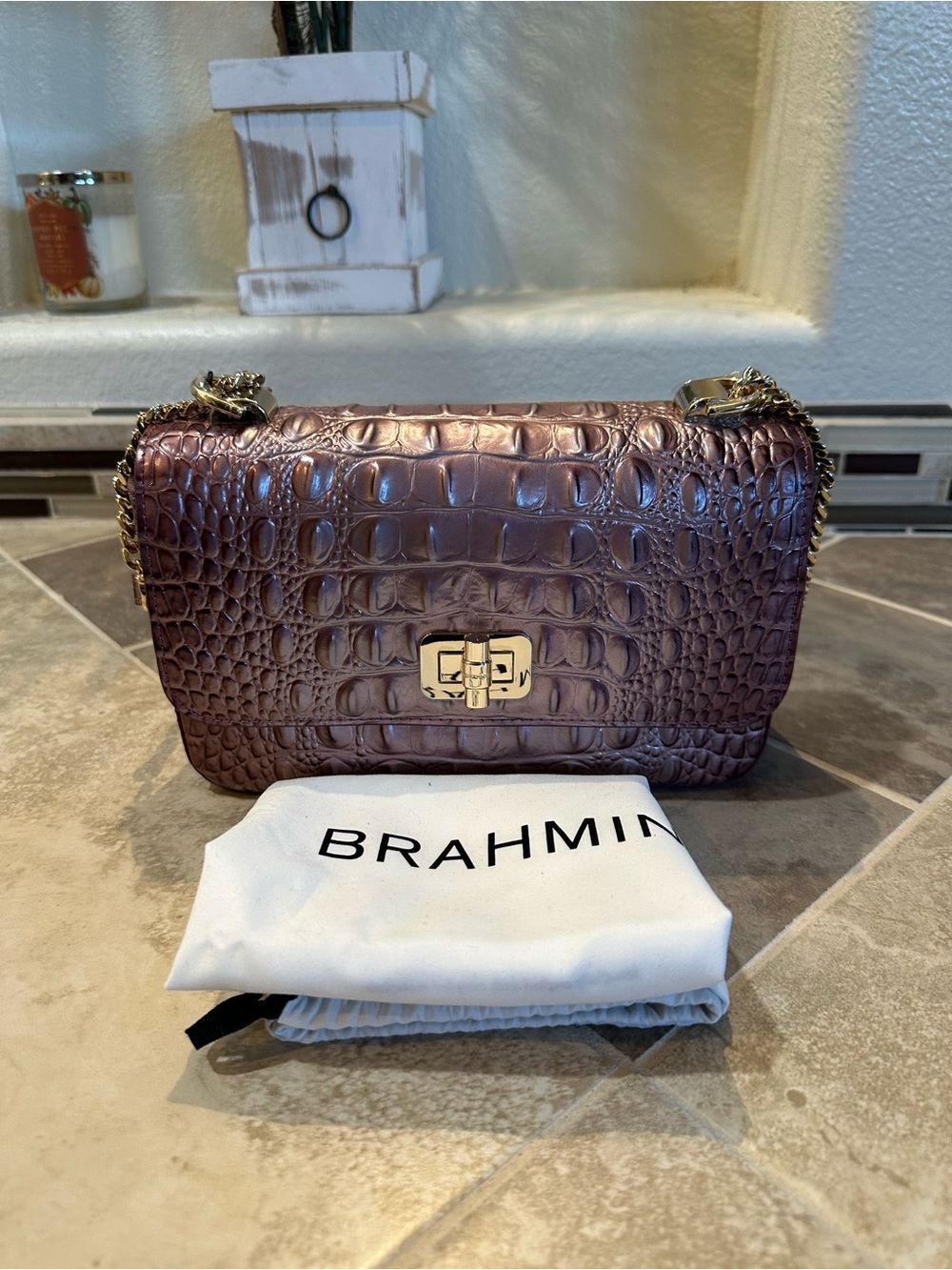 Brahmin Mellow Rose Melbourne Rosa Chain Shoulder Bag